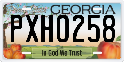 GA license plate PXH0258
