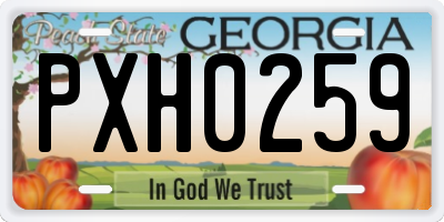 GA license plate PXH0259
