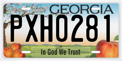 GA license plate PXH0281