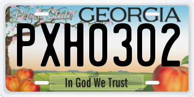 GA license plate PXH0302