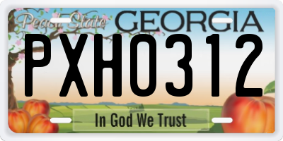 GA license plate PXH0312