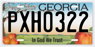 GA license plate PXH0322