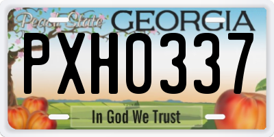 GA license plate PXH0337
