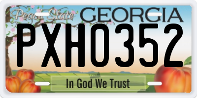 GA license plate PXH0352