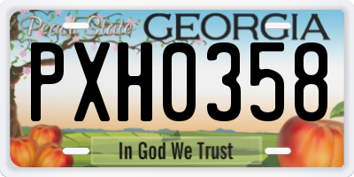 GA license plate PXH0358