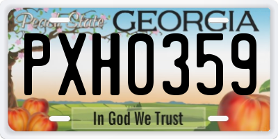 GA license plate PXH0359