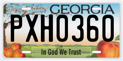 GA license plate PXH0360