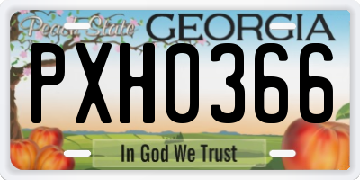 GA license plate PXH0366