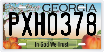 GA license plate PXH0378