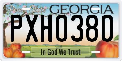 GA license plate PXH0380