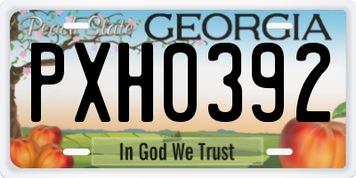 GA license plate PXH0392