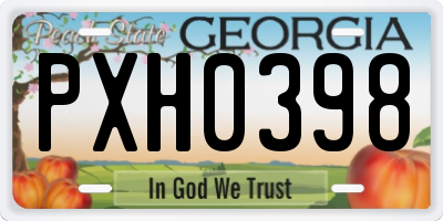 GA license plate PXH0398
