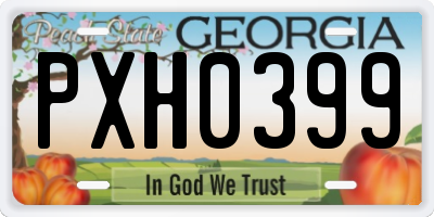GA license plate PXH0399