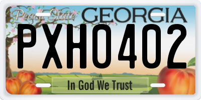 GA license plate PXH0402
