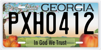 GA license plate PXH0412