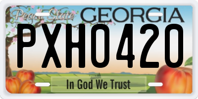 GA license plate PXH0420