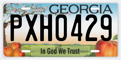 GA license plate PXH0429