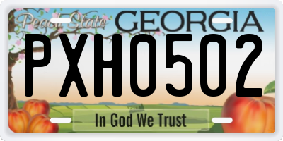 GA license plate PXH0502