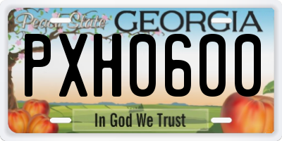 GA license plate PXH0600