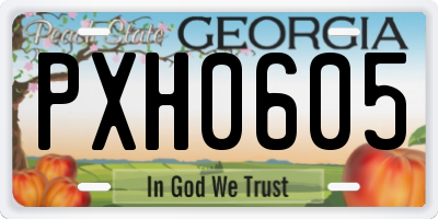 GA license plate PXH0605