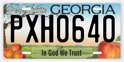 GA license plate PXH0640