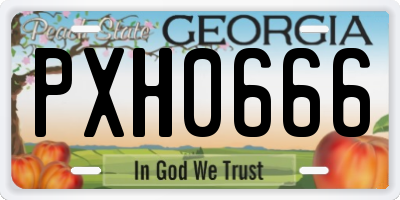 GA license plate PXH0666