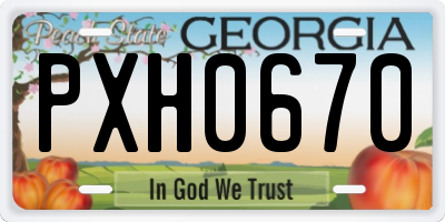 GA license plate PXH0670