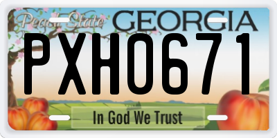 GA license plate PXH0671