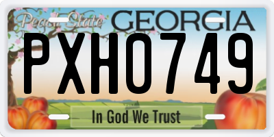 GA license plate PXH0749