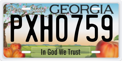 GA license plate PXH0759