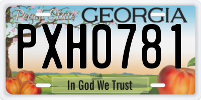GA license plate PXH0781