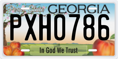 GA license plate PXH0786