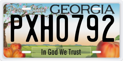 GA license plate PXH0792