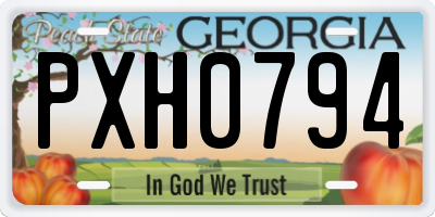 GA license plate PXH0794