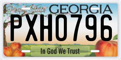 GA license plate PXH0796