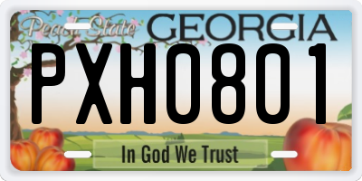 GA license plate PXH0801