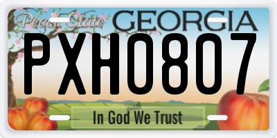 GA license plate PXH0807