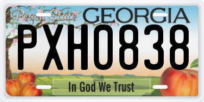 GA license plate PXH0838