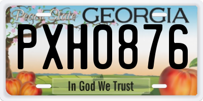 GA license plate PXH0876