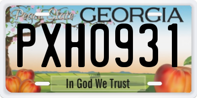 GA license plate PXH0931