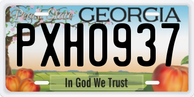GA license plate PXH0937