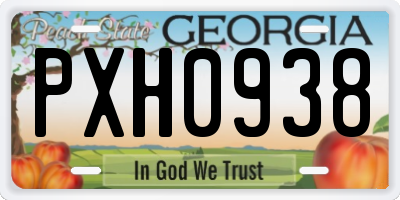 GA license plate PXH0938