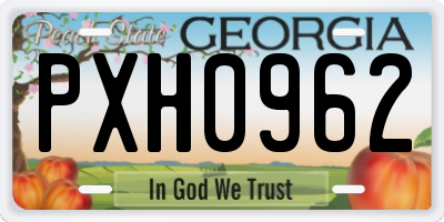 GA license plate PXH0962