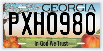 GA license plate PXH0980