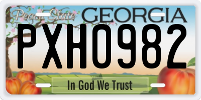 GA license plate PXH0982