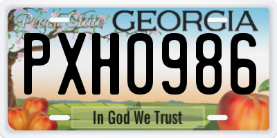 GA license plate PXH0986