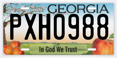 GA license plate PXH0988