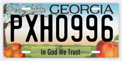 GA license plate PXH0996