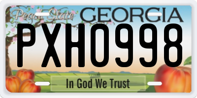 GA license plate PXH0998