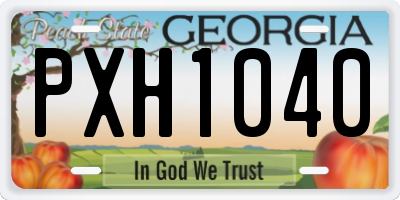 GA license plate PXH1040